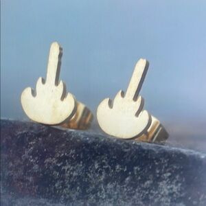 Gold Tone Middle Finger Stud Earrings